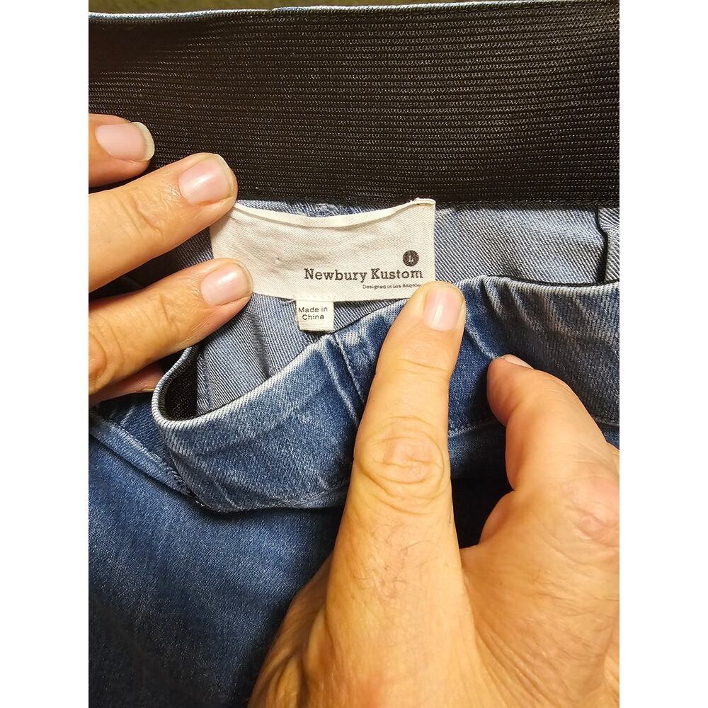 Newbury Kustom Pull on Distressed Flare Jeans - Picture 3 of 4